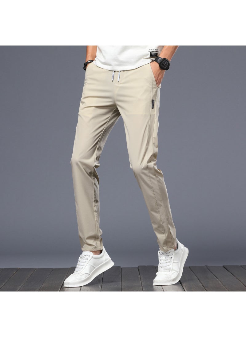 Generic Four Seasons Men's Ice Silk Pants Stretch Regular Four Seasons Trendy Casual Pants Breathable Sweat Absorbing Soft Tether Men's Pants  - Image 5