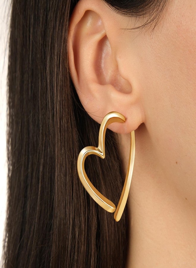 Palotay Heart Huggie Earrings Hypoallergenic Heart Shaped Hoop Dangle Earrings Set for Women Minimalist Valentines Love Earrings Perfect Romantic Gift for Her Gold - Image 3