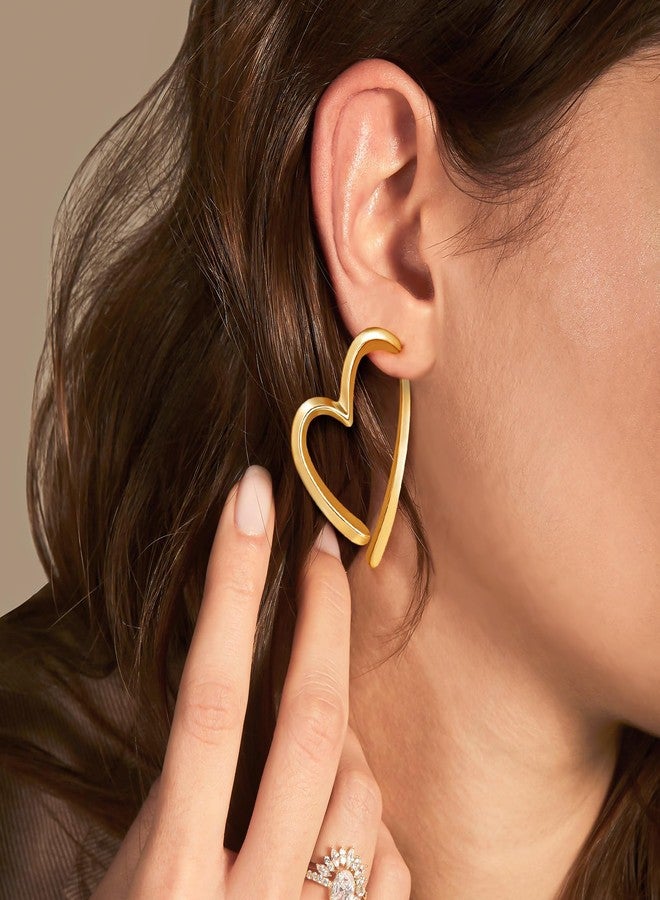 Palotay Heart Huggie Earrings Hypoallergenic Heart Shaped Hoop Dangle Earrings Set for Women Minimalist Valentines Love Earrings Perfect Romantic Gift for Her Gold - Image 4