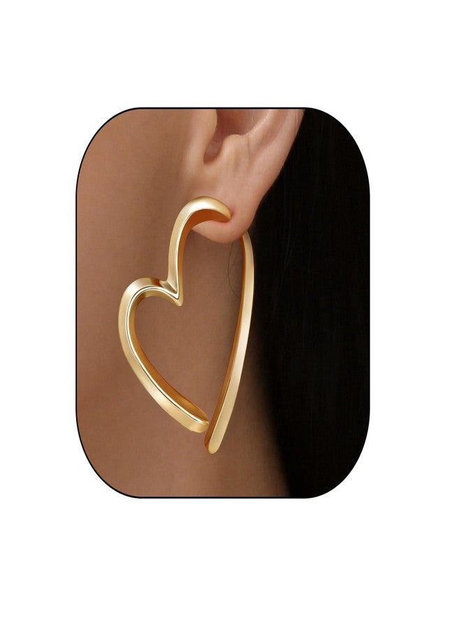 Palotay Heart Huggie Earrings Hypoallergenic Heart Shaped Hoop Dangle Earrings Set for Women Minimalist Valentines Love Earrings Perfect Romantic Gift for Her Gold - Image 1