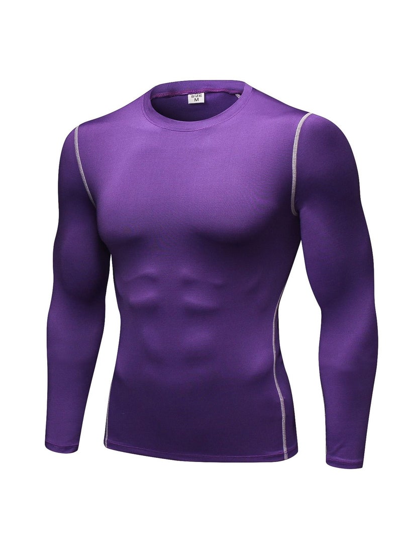 Loquat Men Quick Dry Breathable Long Sleeve Shirt Purple  - Image 1