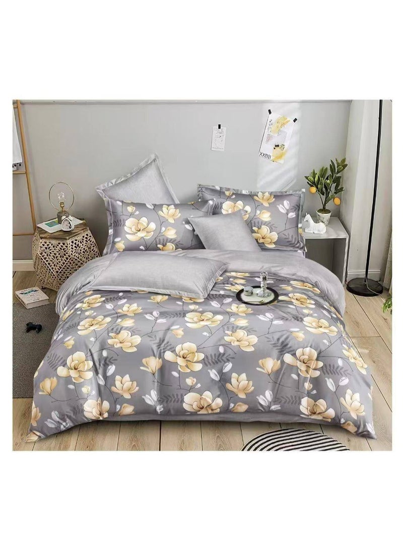 طقم سرير ملكي فاخر (6 قطع) – غطاء لحاف ناعم وقابل للتنفس 220x240 سم من القطن