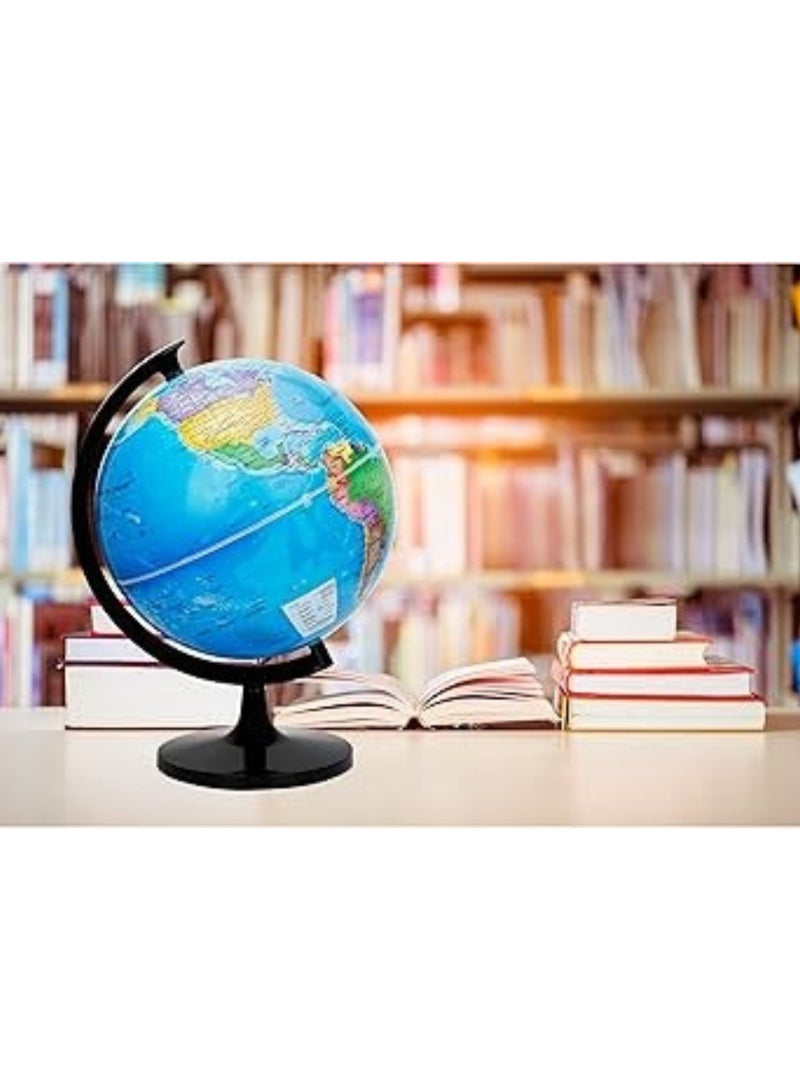 كرة أرضية مكتبية بحجم ١٤.١٦ سم - خريطة تعليمية دوارة للأطفال والكبار | لعبة تعليمية سياسية وجغرافية | كرة أرضية مكتبية متعددة اللغات للطلاب والمنزل والمكتب - Image 4