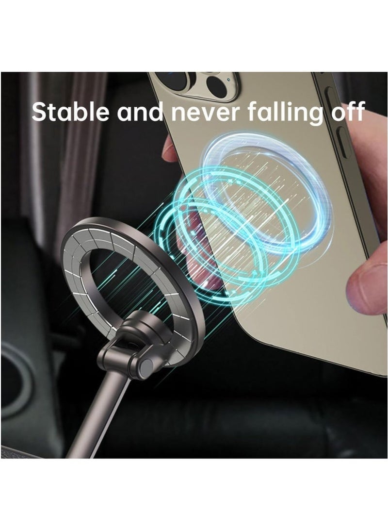 ELTRAZONE Premium Magnetic Car Phone Holder with 1080° Rotation | Strong Dashboard Phone Mount with Powerful Adhesive Tape | All-Metal Build for Enhanced Durability | Secure Hands-Free Phone Stand for Car | Compatible with All Smartphones | Silvery Gray - Image 2
