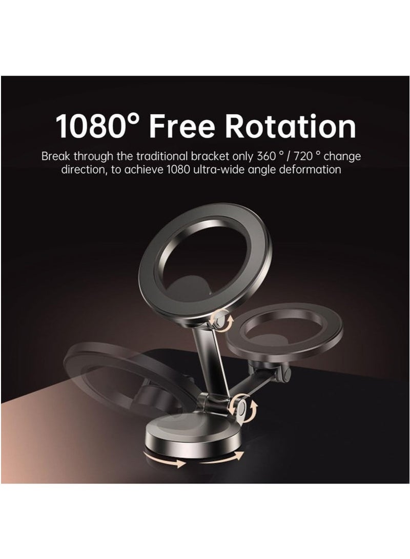 ELTRAZONE Premium Magnetic Car Phone Holder with 1080° Rotation | Strong Dashboard Phone Mount with Powerful Adhesive Tape | All-Metal Build for Enhanced Durability | Secure Hands-Free Phone Stand for Car | Compatible with All Smartphones | Silvery Gray - Image 4