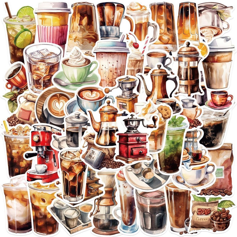 MAXLEAF 115 Pieces Coffee Drink Scrapbook Supplies Pack, Vintage Decorative Craft Paper Aesthetic Vinyl Stickers Ephemera for Bullet Junk Journal Planner Album Decoupage Collage - Image 4