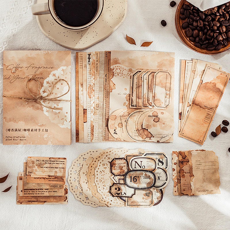 MAXLEAF 115 Pieces Coffee Drink Scrapbook Supplies Pack, Vintage Decorative Craft Paper Aesthetic Vinyl Stickers Ephemera for Bullet Junk Journal Planner Album Decoupage Collage - Image 3
