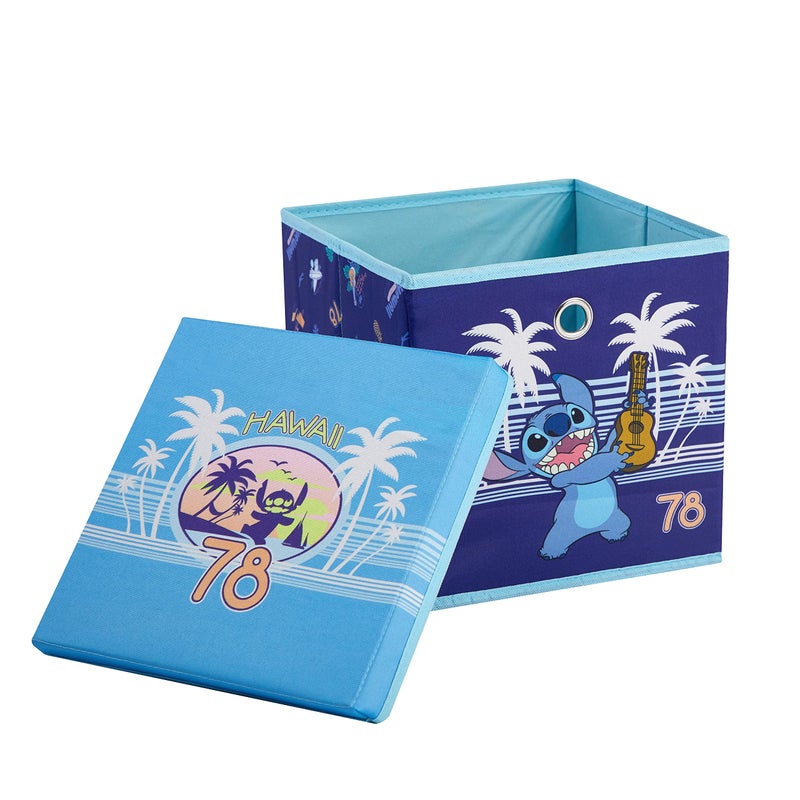 Idea Nuova Lilo Stitch Collapsible Storage Cube with Removable Lid10x10x10 Fabric Organizer Bin for Kids Toys Clothes Accessories Bedroom or Playroom Storage Box - Image 2