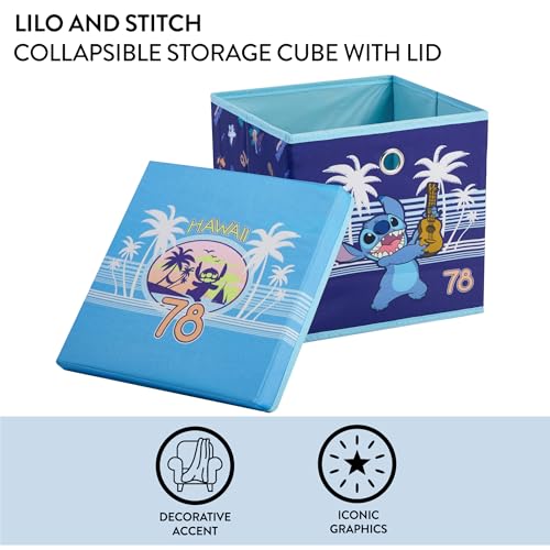 Idea Nuova Lilo Stitch Collapsible Storage Cube with Removable Lid10x10x10 Fabric Organizer Bin for Kids Toys Clothes Accessories Bedroom or Playroom Storage Box - Image 3