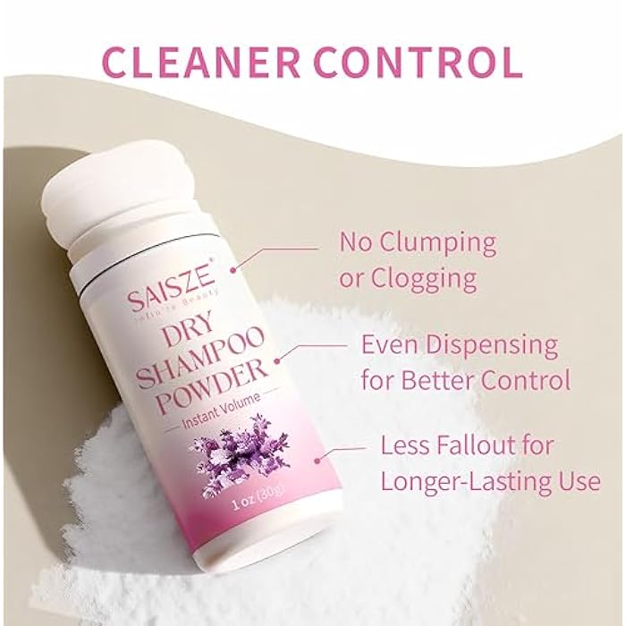 SAISZE Dry Shampoo Powder for Women, Non Aerosol Oil Absorbing and Refreshing, Volumizing Powder for Light Hair Colors, Travel Size, Ideal Gifts for Women, 1.05 Oz - Image 4