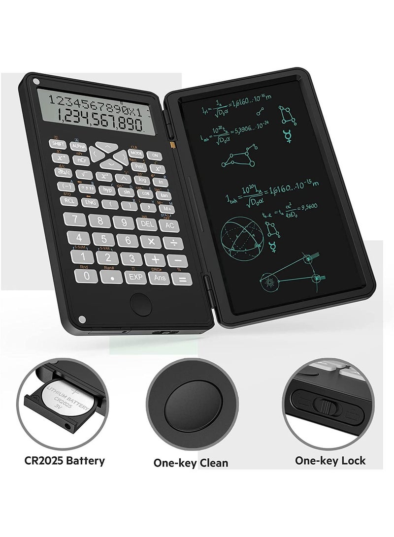 Scientific Calculator 12-bit LCD Desktop Solar Foldable Calculator with Wordpad and battery calculator Notepad suitable for high school and college as well as office applications - Image 3