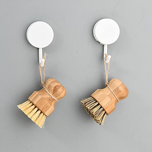 HEALLILY 2Pcs Bamboo Dish Scrub Brushes Wooden Kitchen Dish Brush Bamboo Palm Brush for Dishes Pots Pans Kitchen - Image 2