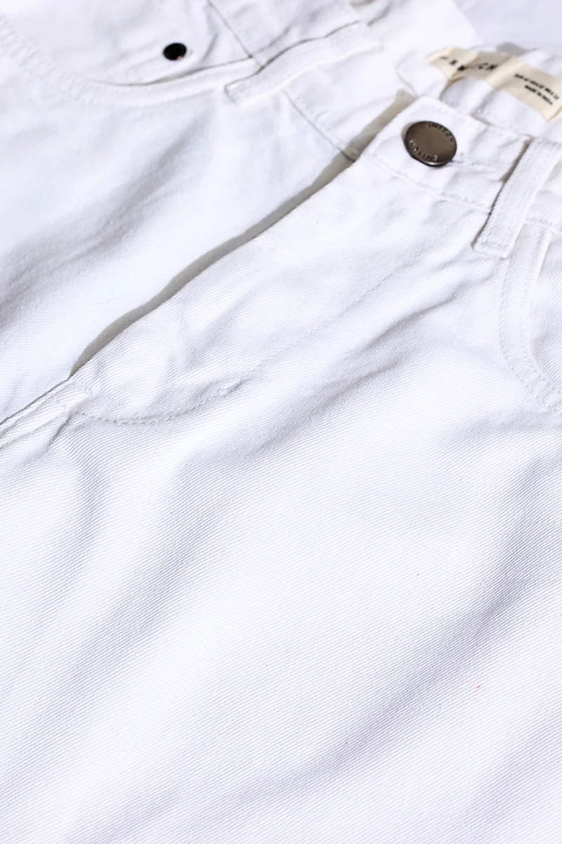 سنيتش White Solid Loose Fit Streetwear Jeans