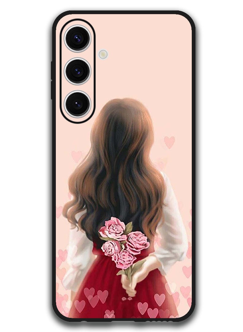 Theodor Protective Case Anti Scratch Shock Proof Bumper Cover For Samsung Galaxy S24 FE Girl Hiding Flowers - Image 1