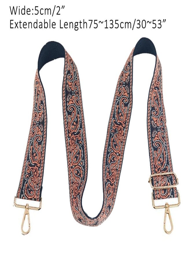 Zhiheng 1pc Adjustable Strap Replacement 2inch Wide Paisley Jacquard Belt for Crossbody Purse Handbag Shoulder Guitar Camera Bag (Purple) - Image 3