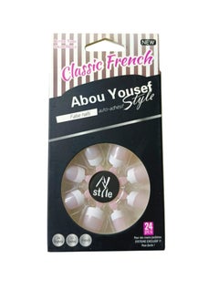 Abou Yousef Style Classic French Artificial Nails - 24 Pieces  - Image 1