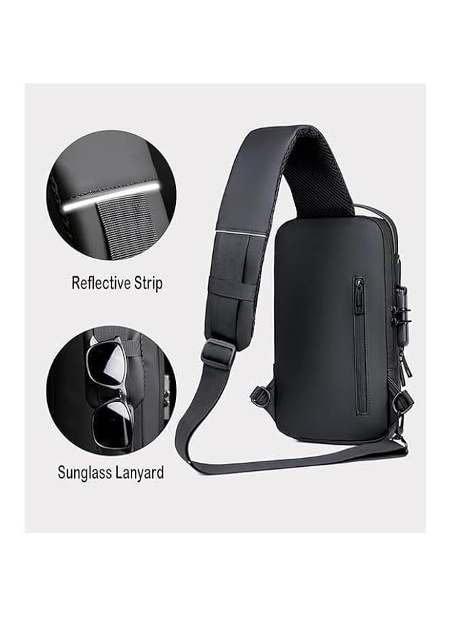 HOOKOR Men's anti-theft crossbody bag With USB and password lock, waterproof shoulder casual bag Chest bag Men's hiking bag - Image 2