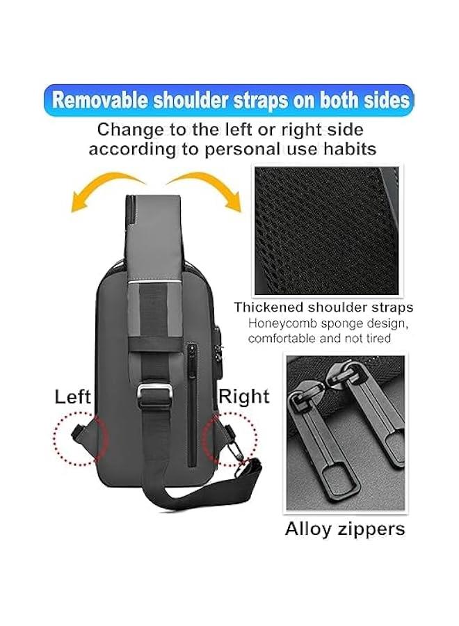 HOOKOR Men's anti-theft crossbody bag With USB and password lock, waterproof shoulder casual bag Chest bag Men's hiking bag - Image 5