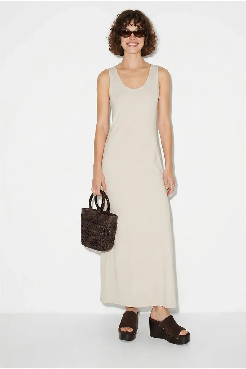 Bianco Lucci LUCCI Sleeveless Straight Maxi Dress With Slit