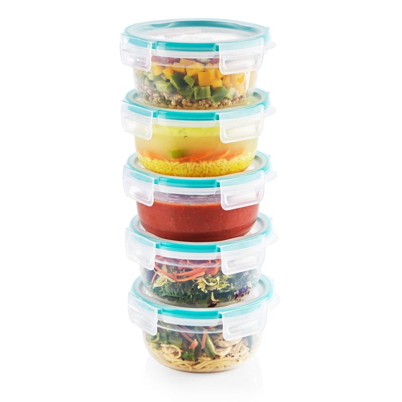 Snapware Total Solutions 5Pack 3 Cup Plastic Food Storage Containers Set Airtight  Leakproof Locking BPAFree Lids Tupperware Freezer Dishwasher Microwave Safe