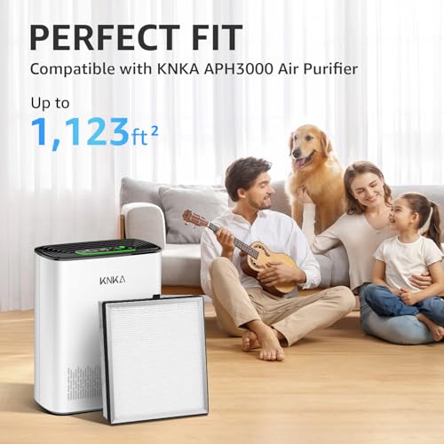 KNKA Genuine Air Purifier Replacement Filter, True HEPA Filter Compatible with APH3000 for High-Efficiency Air Filtration, Odor and Smoke Reduction, Pet Dander Version, 2 Pack - Image 2