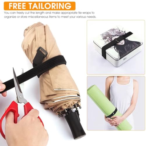 MGNLR Velcro Tape With Buckles - Free Cut Length Cord Straps For Sewing & Cable Wire Management, Single-Sided Nylon Fabric Cable | Nylon Cinch Strap | 5 Miter Hook And Loop Straps With 25 Buckles - Image 3