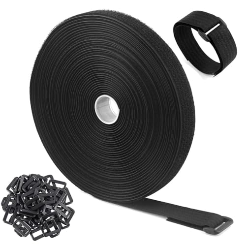 MGNLR Velcro Tape With Buckles - Free Cut Length Cord Straps For Sewing & Cable Wire Management, Single-Sided Nylon Fabric Cable | Nylon Cinch Strap | 5 Miter Hook And Loop Straps With 25 Buckles - Image 4