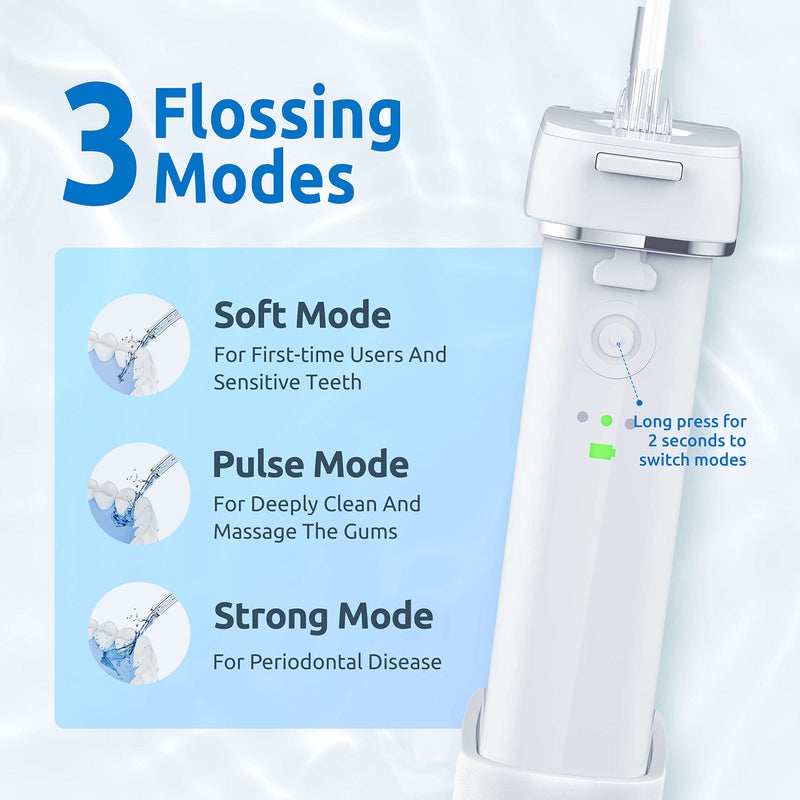 SYNHOPE Water Flosser [Mini Cordless Portable] Oral Irrigator Water Teeth Cleaner Pick, Telescopic Water Tank, 3 Modes & IPX7 Waterproof, Home & Travel Water Flossers for Teeth, Braces Bridges Care - Image 4