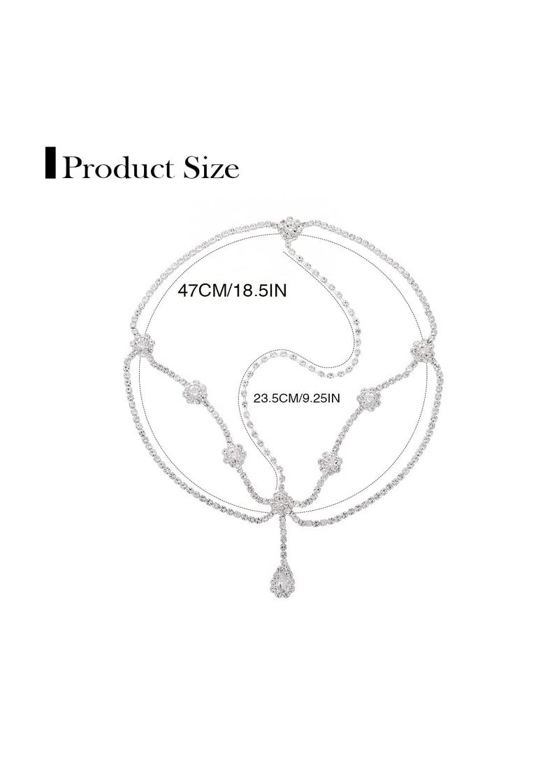 KASTWAVE Bridal Wedding Crystal Layered Head Chain Jewelry Silver Bridal Head Band Sparkling Rhinestone Bridal Head Chain - Image 3