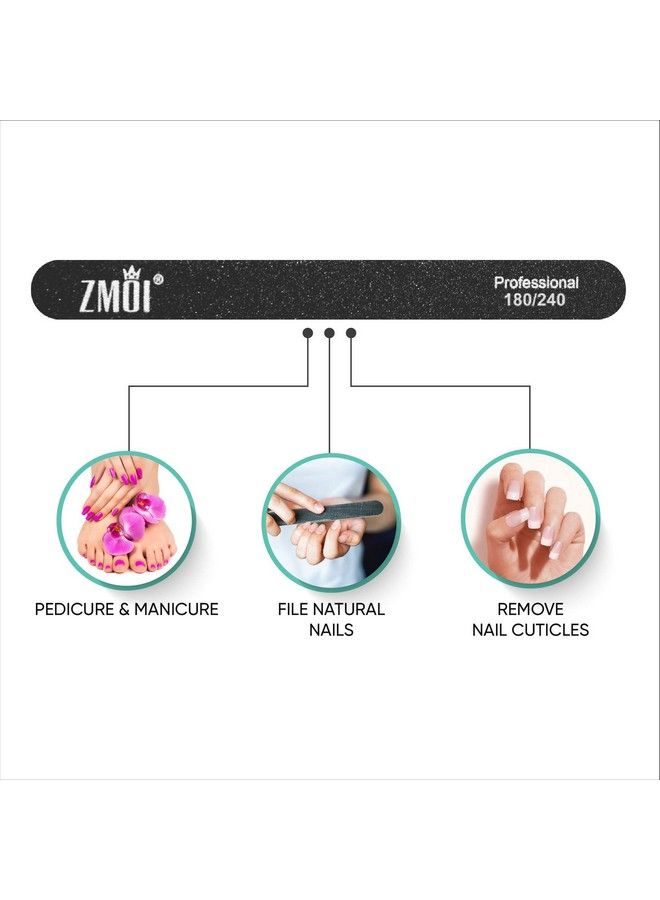 ZMOI Professional Nail Files12 Pcs Washable Double Sided Emory Board 180240 Grit For Manicurenatural Nails Waterproof And Durable Design Ergonomic And Practical Ideal For Salon Home Use - Image 3