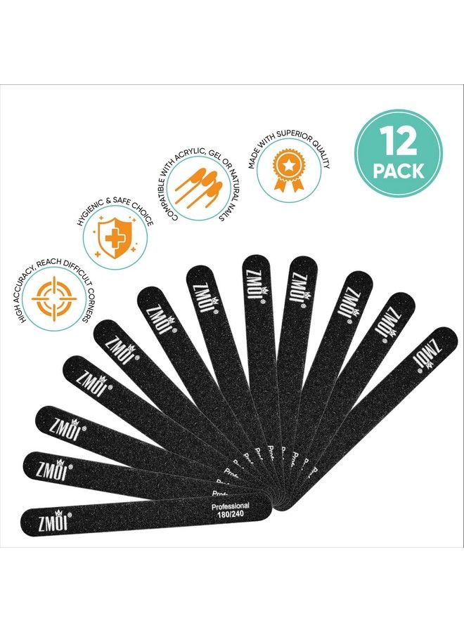 ZMOI Professional Nail Files12 Pcs Washable Double Sided Emory Board 180240 Grit For Manicurenatural Nails Waterproof And Durable Design Ergonomic And Practical Ideal For Salon Home Use - Image 5