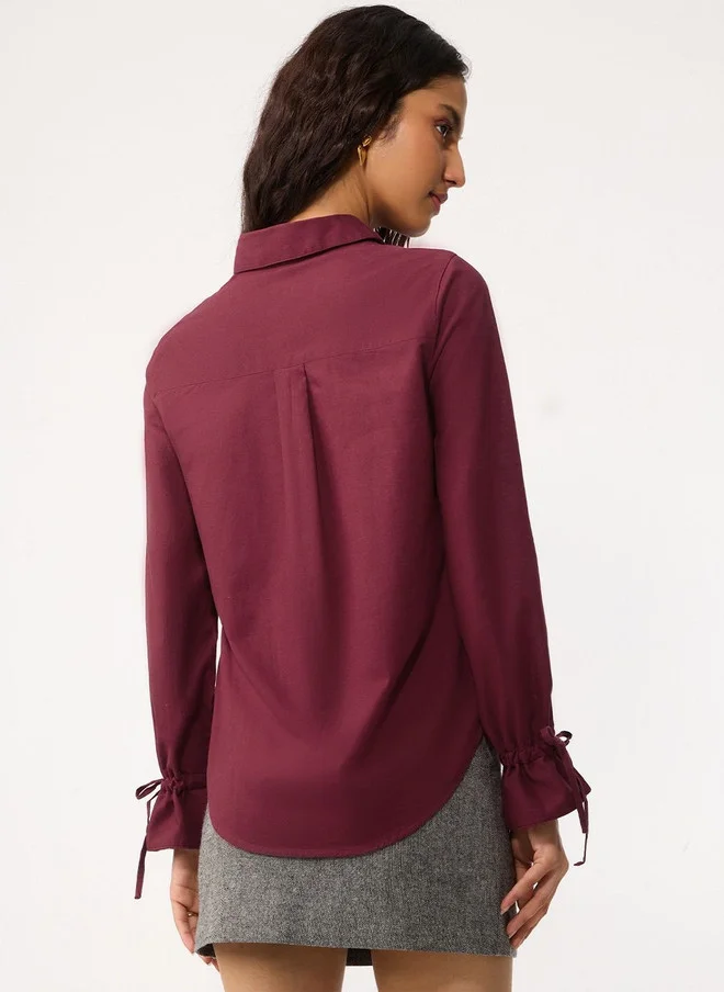 ذا سوليد ستور The Souled Store Women Regular Fit Solid Burgundy Casual Shirt