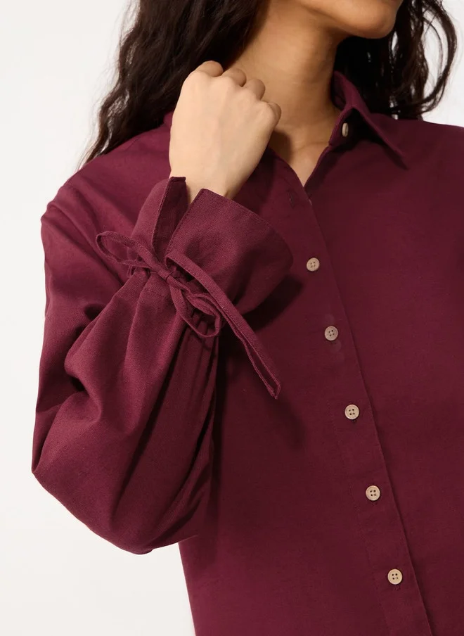 The Souled Store  The Souled Store Women Regular Fit Solid Burgundy Casual Shirt  | Best Price UAE