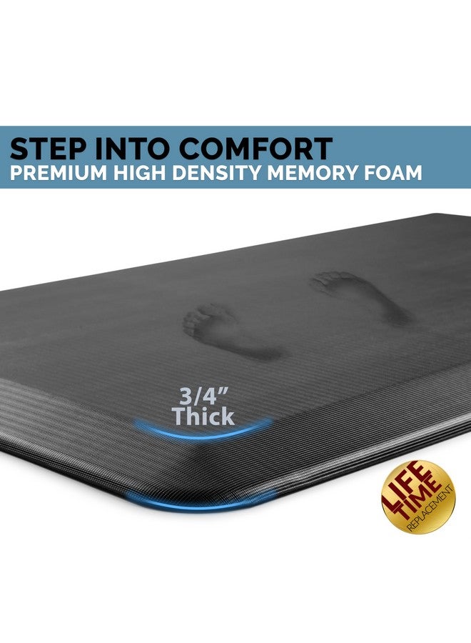 ComfiLife ComfiLife Anti Fatigue Floor Mat - 3/4 Inch Thick Kitchen Mats for Floor, Standing Desk Mat, Kitchen Rug - Comfort at Home, Office - Durable - Stain Resistant - Non-Slip Bottom (20" x 39", Black)  - Image 2