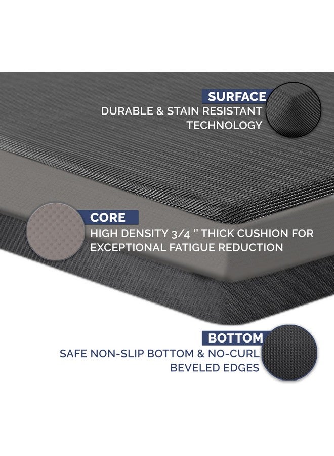 ComfiLife ComfiLife Anti Fatigue Floor Mat - 3/4 Inch Thick Kitchen Mats for Floor, Standing Desk Mat, Kitchen Rug - Comfort at Home, Office - Durable - Stain Resistant - Non-Slip Bottom (20" x 39", Black)  - Image 4