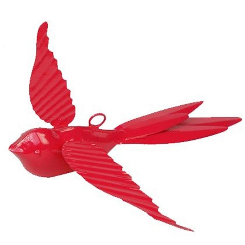 Elan Hanging Decorative Rockstar Bird for Home Balcony and Garden Decor (Metal; Red, Set of 2) - Image 1