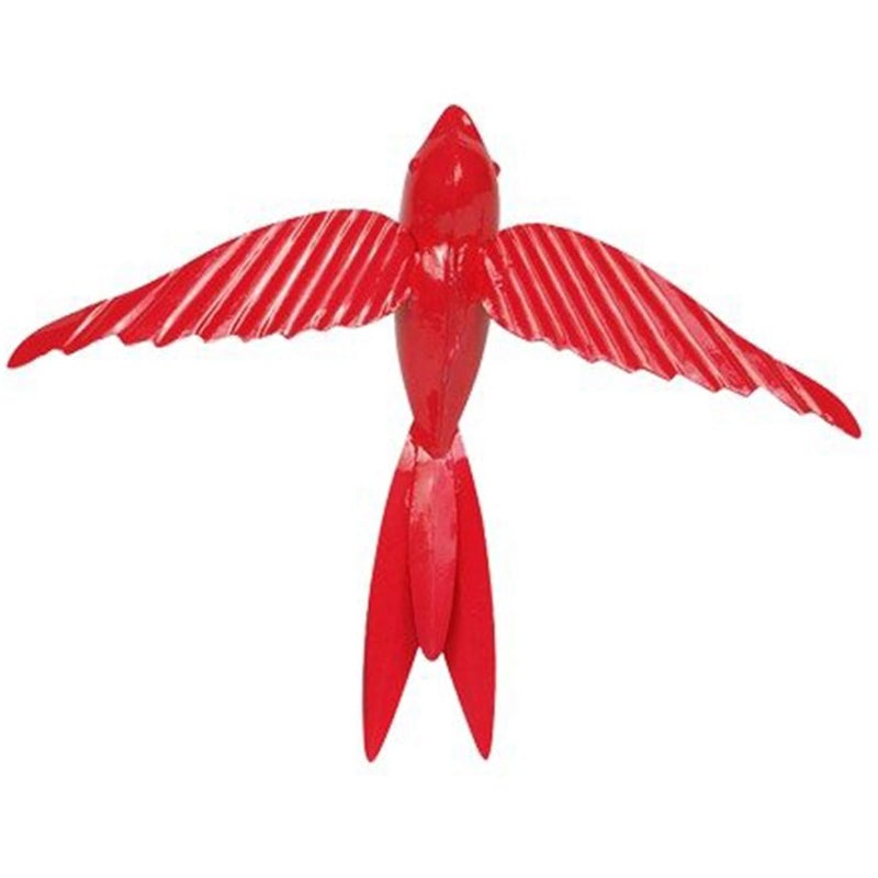Elan Hanging Decorative Rockstar Bird for Home Balcony and Garden Decor (Metal; Red, Set of 2) - Image 2