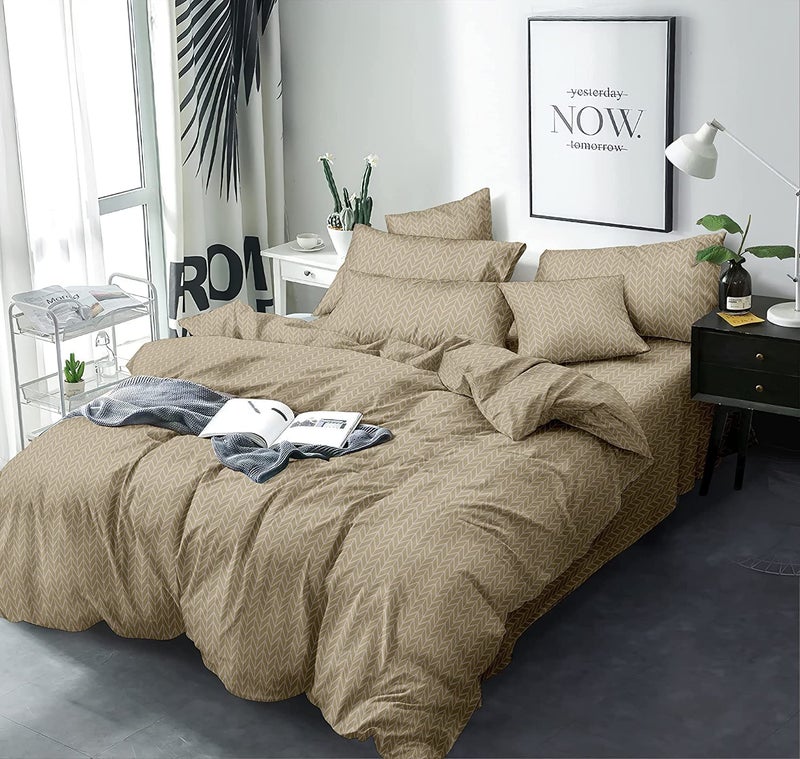 MORADO MORADO Glace Cotton Double Bed King Size Quilt CoverDuvet CoverRajai CoverBlanket Cover with Zipper 90 X 100 Inch Brown 