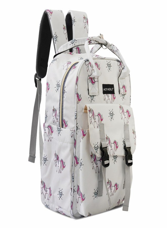 Motherly Printed Diaper Bag for Mothers for Travel, Maternity Bag for Newborn Baby, Mothers Travelling Bag, Multiple Pocket Water Resistant Baby Bag, Hospital Bag for moms (Unicorn Diamond Gray) - Image 1