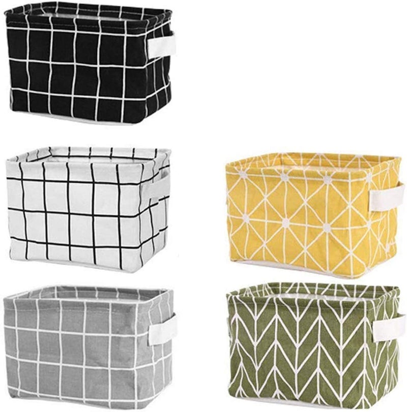 Tamicy Mini Storage BasketPack of 5 Blend Storage Bins for Makeup Book Baby Toy8x6x55 inch Home Decor Canvas Organizers Bag 8x63x51 inch