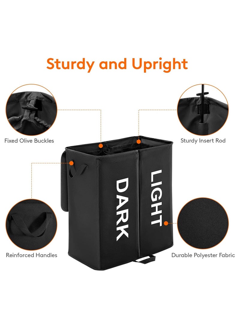 2-in-1 Laundry Sorter Hamper for the Entire Family, 136L Large Capacity with 2 Removable Bags - Collapsible Dual Section Basket for Home Organization - Image 3