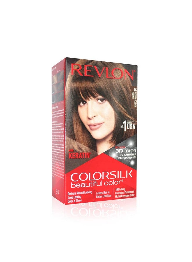 Revlon صبغة شعر حرير ملونة بتقنية جل الألوان ثلاثية الأبعاد مع الكيراتين (بني ذهبي متوسط 4G) - Image 1