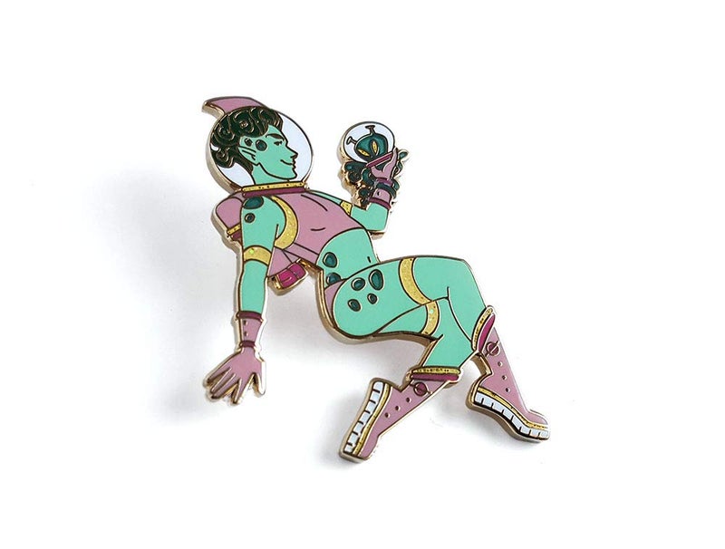 Pinsanity Green Alien Pin Up Boy Enamel Lapel Pin - Image 2