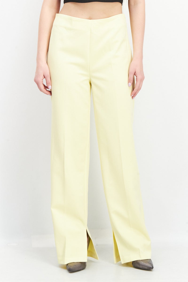 NA-KD Women Regular Fit Solid Stretchable Trouser,  Yellow - Image 1