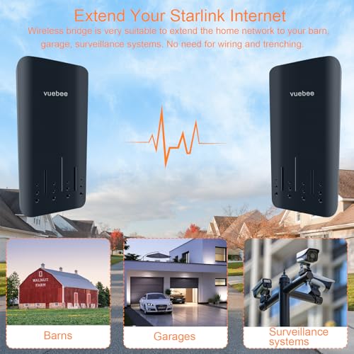 Vuebee Wireless Bridge, Point to Point Outdoor, Plug and Play WiFi Bridge, 1KM Long Range Extender, 5dBi Antenna, 24V POE Adapter, 2 RJ45 LAN Port (Black) - Image 4