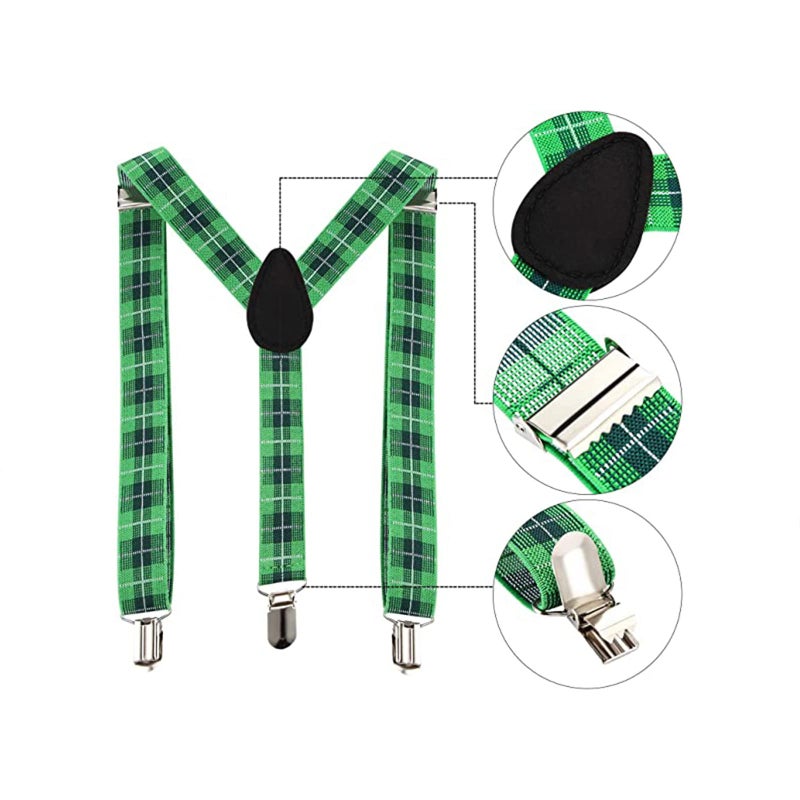 DimiGlobal St Patricks Day Hats Bow Tie and Suspenders Set for Women Men Adult Green Irish outfit Saint Pattys Day hat Green Bow Tie and Suspenders for Girls and boys St Patrick's Day Party Supplies - Image 3