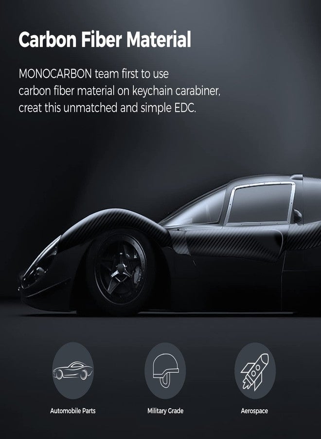 MONOCARBON Keychain Clip Carbon Fiber Surface, Small Carabiner Keychain Hooks, Auto Locking Key Clip, Durable and Cool for EDC. (Twill Carbon) - Image 2