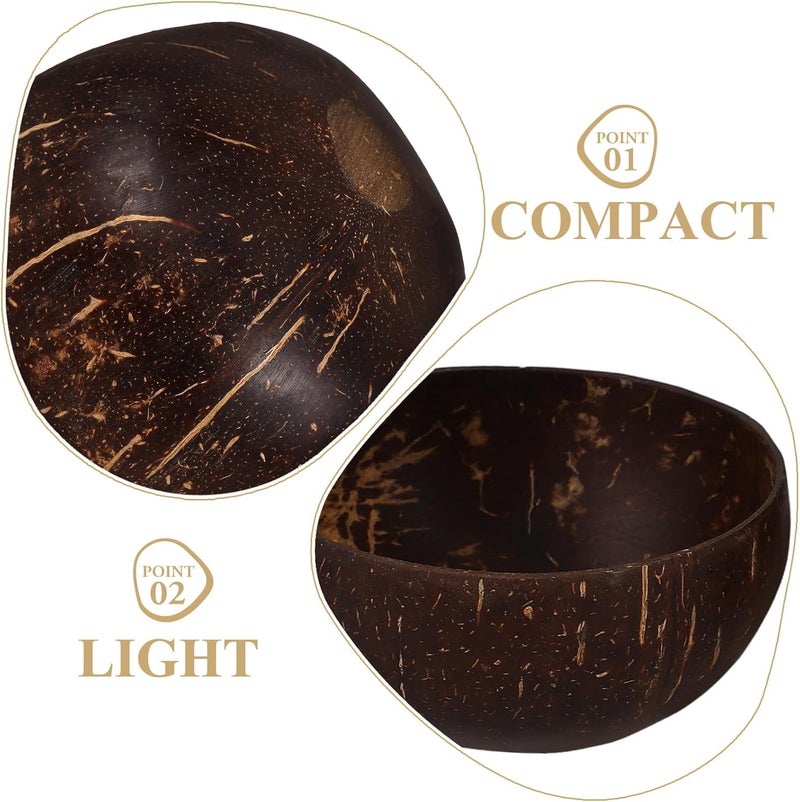 FAVOMOTO 4pcs Natural Coconut Shell Bowls Set 9-10cm Small Dessert and Salad Bowls for Home Dining and Luau Party Supplies - Image 3