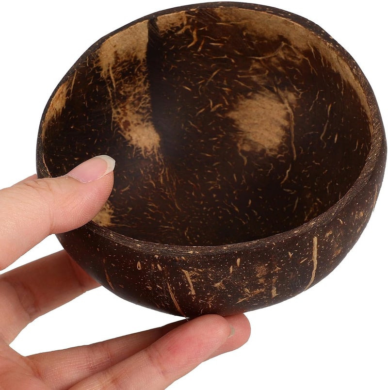 FAVOMOTO 4pcs Natural Coconut Shell Bowls Set 9-10cm Small Dessert and Salad Bowls for Home Dining and Luau Party Supplies - Image 4