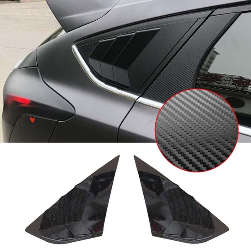 Rear Window Louvers: Carbon Fiber Style, High-Quality ABS Material, Privacy & Shade - Stepped Louvered Design, Quick Peel & Stick Installation Side Tuyere Louvers Vent for Ford Focus ST RS MK3 Hatchba - Image 2